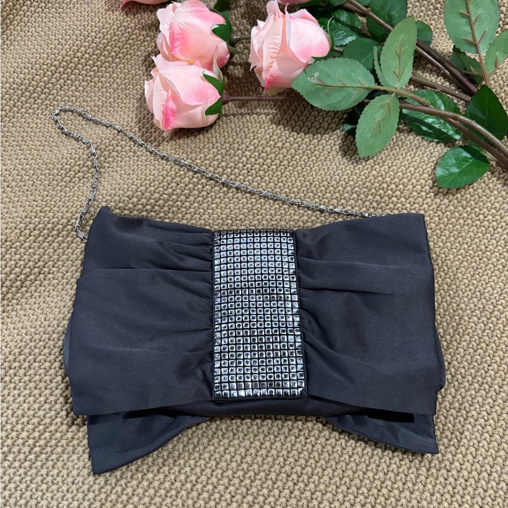 🌹Vintage 80’s Jessica McClintock 🎀 Elegant Black Evening Clutch